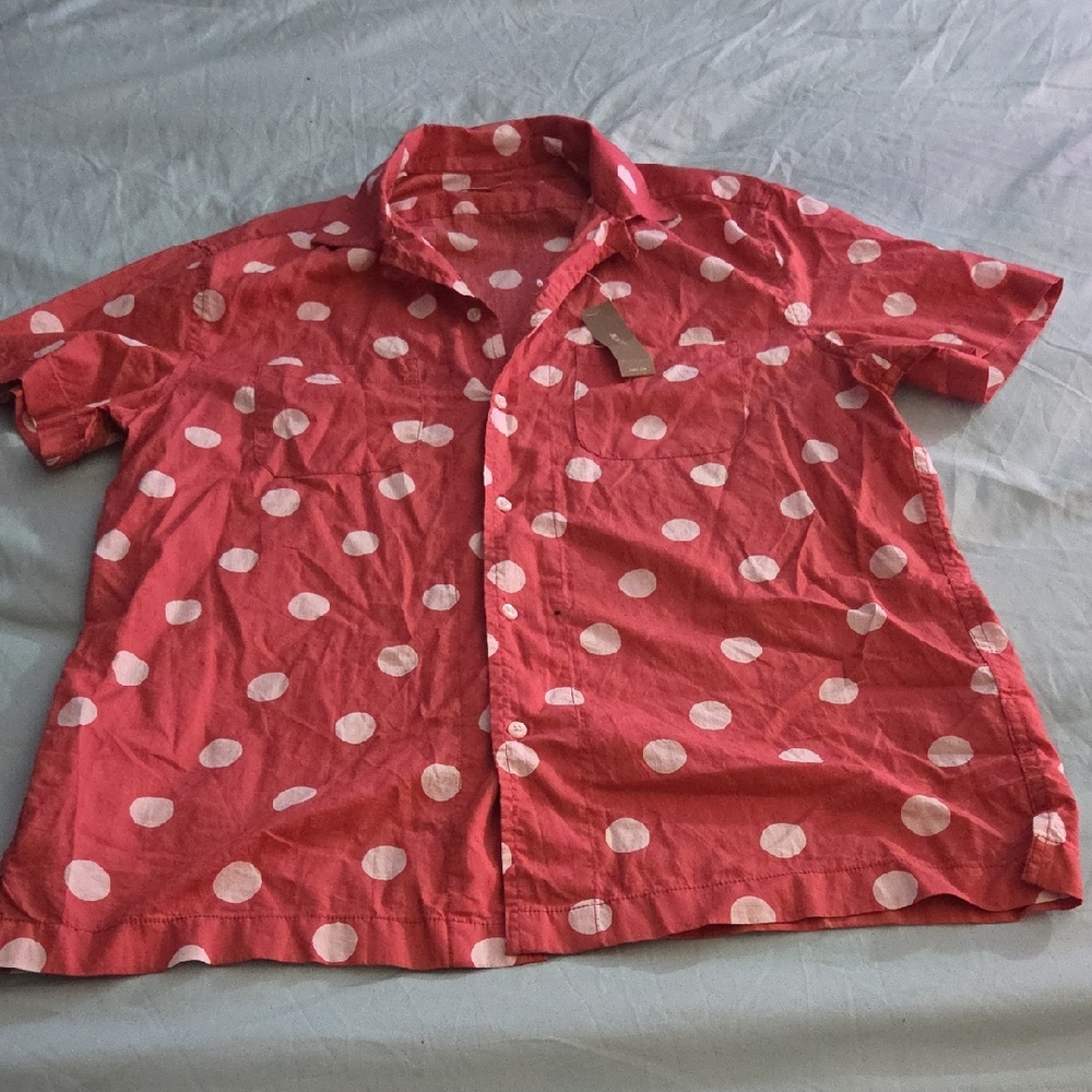 Men's Red Polka Dot Casual Shirt